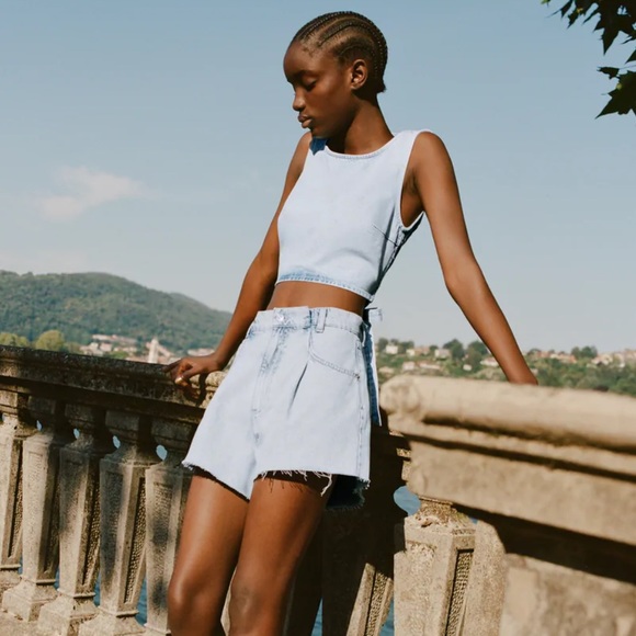 Zara denim cut out top trf - Picture 2 of 5